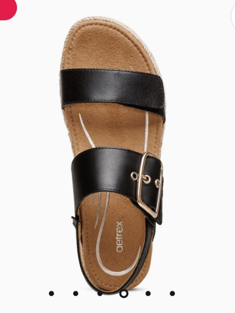 Aetrex Vania Black Leather Arch Support Espadrille Platform Wedge Sandal Size 7 - Picture 10 of 11
